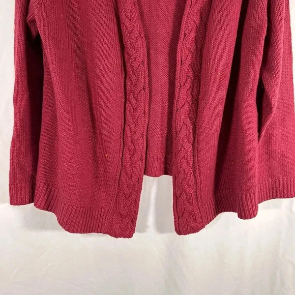 New CJ Banks Cardigan Women's 14W X Red Knit Wool Blend Open Front Long Sleeve - Picture 3 of 11